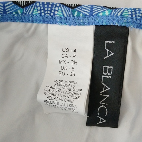 La Blanca Side Shirred Bikini Bottom, Blue, The Realist, Size 4 - Picture 6 of 9